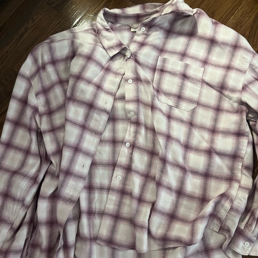 Universal Thread Plaid Shirt in Purple and White